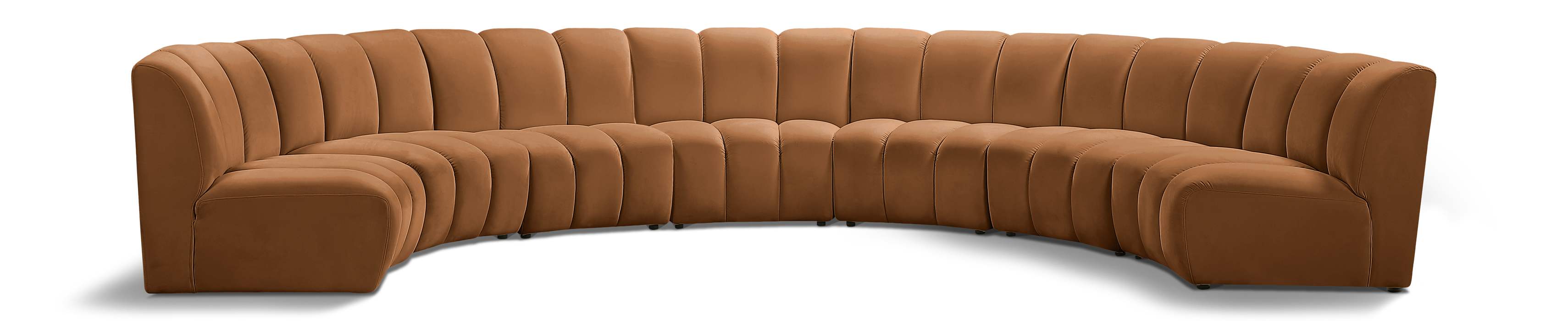 Meridian Furniture - Infinity 183" Saddle Velvet Upholstered 7pc. Sectional - 638Saddle-7PC - GreatFurnitureDeal