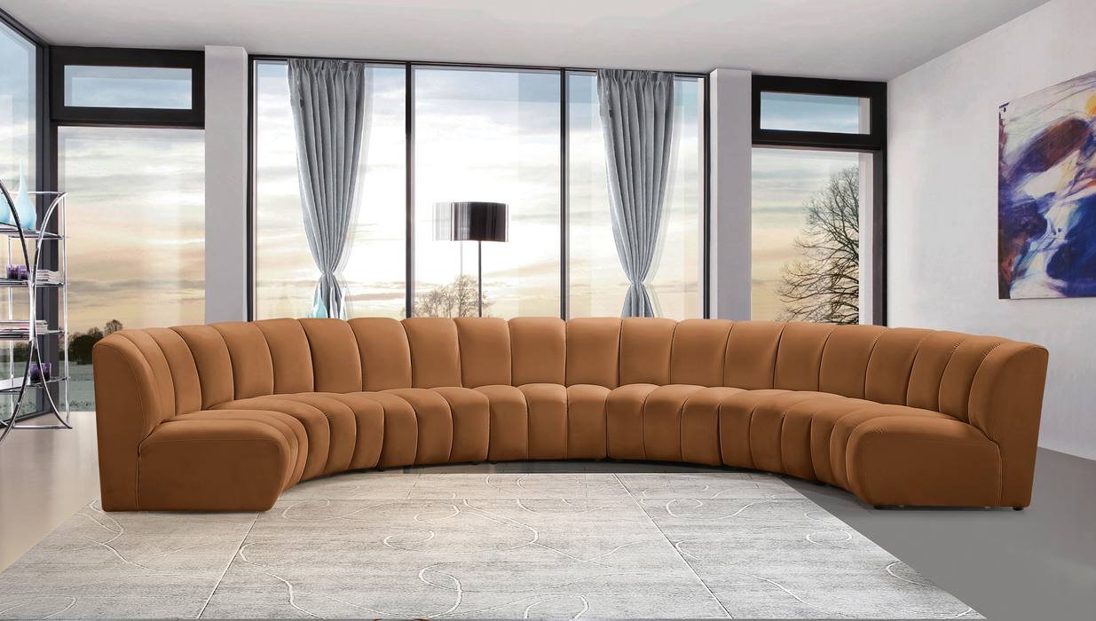 Meridian Furniture - Infinity 183" Saddle Velvet Upholstered 7pc. Sectional - 638Saddle-7PC - GreatFurnitureDeal
