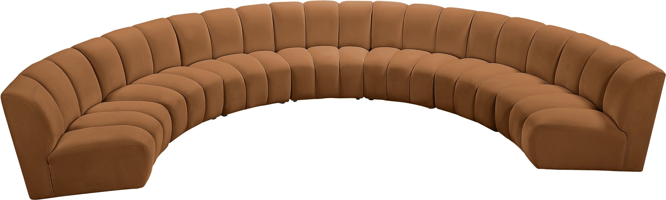 Meridian Furniture - Infinity 183" Saddle Velvet Upholstered 7pc. Sectional - 638Saddle-7PC - GreatFurnitureDeal