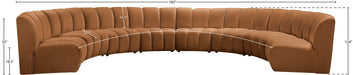 Meridian Furniture - Infinity 183" Saddle Velvet Upholstered 8pc. Sectional - 638Saddle-8PC - GreatFurnitureDeal