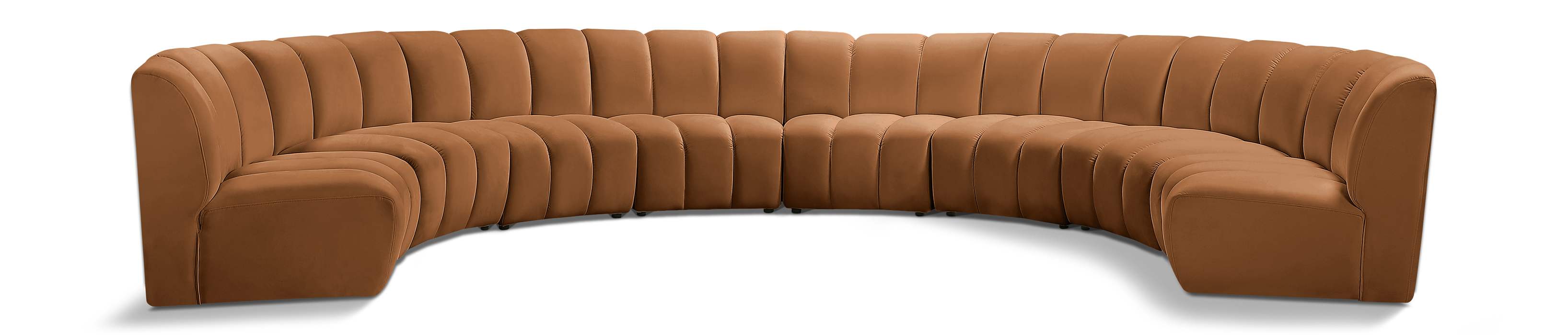 Meridian Furniture - Infinity 183" Saddle Velvet Upholstered 8pc. Sectional - 638Saddle-8PC - GreatFurnitureDeal