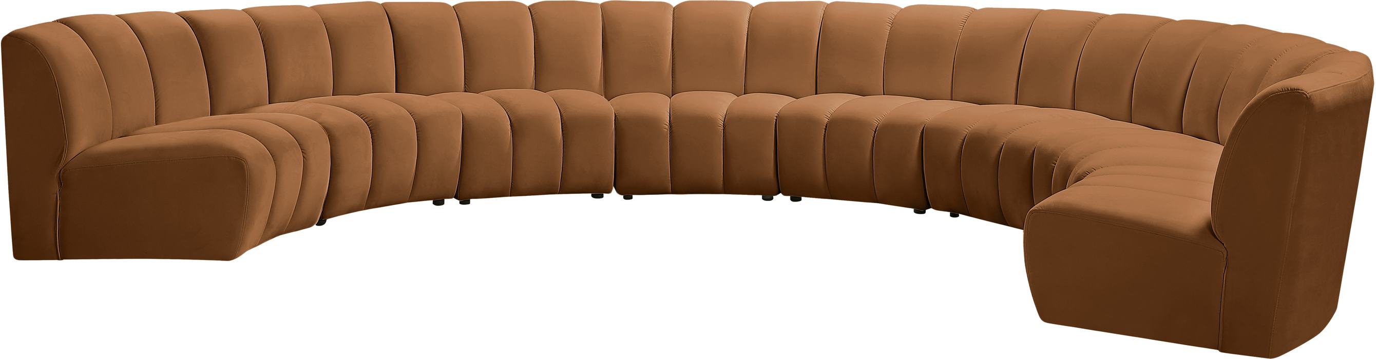 Meridian Furniture - Infinity 183" Saddle Velvet Upholstered 8pc. Sectional - 638Saddle-8PC - GreatFurnitureDeal