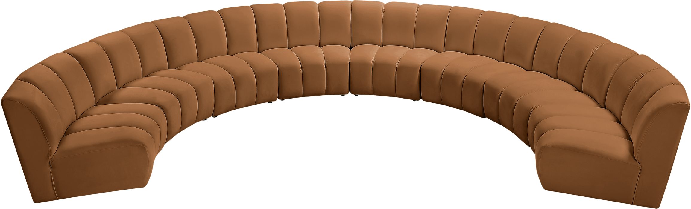 Meridian Furniture - Infinity 183" Saddle Velvet Upholstered 8pc. Sectional - 638Saddle-8PC - GreatFurnitureDeal