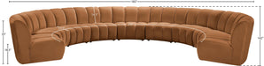 Meridian Furniture - Infinity 183" Saddle Velvet Upholstered 9pc. Sectional - 638Saddle-9PC - GreatFurnitureDeal