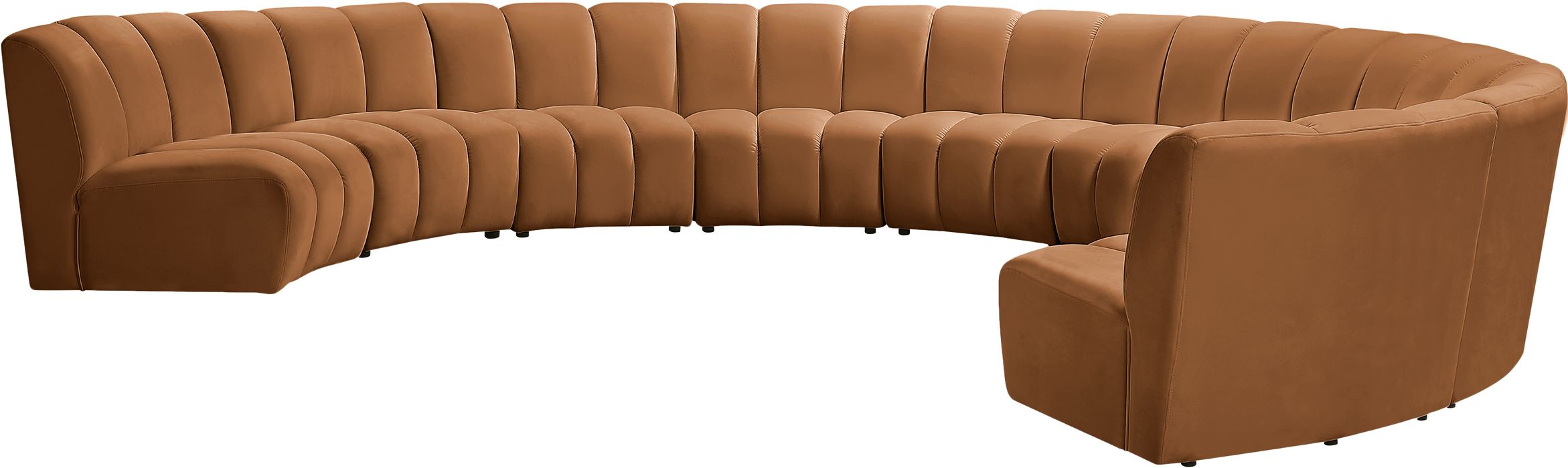 Meridian Furniture - Infinity 183" Saddle Velvet Upholstered 9pc. Sectional - 638Saddle-9PC - GreatFurnitureDeal