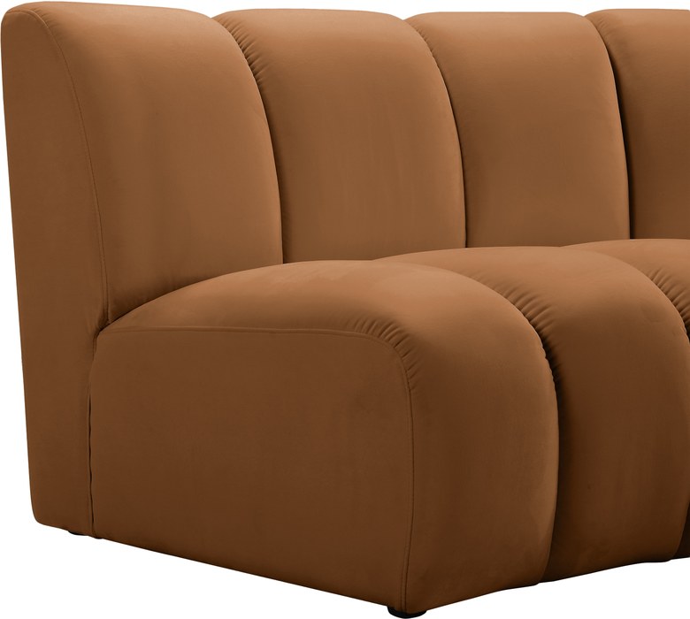 Meridian Furniture - Infinity 183" Saddle Velvet Upholstered 9pc. Sectional - 638Saddle-9PC - GreatFurnitureDeal