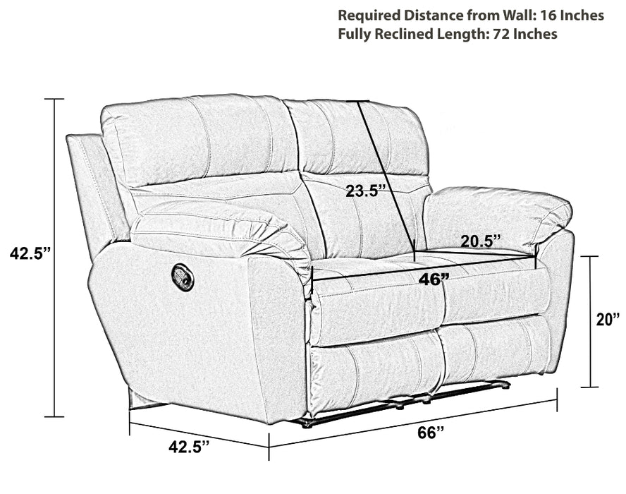 Catnapper - Costa Power Lay Flat Reclining Loveseat in Putty - 64072-PUTTY - GreatFurnitureDeal