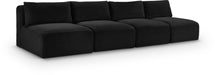 Meridian Furniture - Shaggy 124" Black Corduroy Performance Fabric Upholstered 4 pc. Armless Sofa - 641Black-S124 - GreatFurnitureDeal