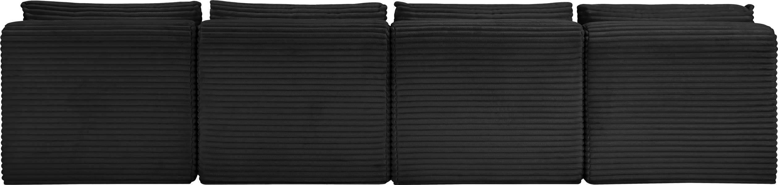 Meridian Furniture - Shaggy 124" Black Corduroy Performance Fabric Upholstered 4 pc. Armless Sofa - 641Black-S124 - GreatFurnitureDeal