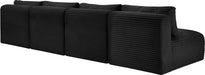 Meridian Furniture - Shaggy 124" Black Corduroy Performance Fabric Upholstered 4 pc. Armless Sofa - 641Black-S124 - GreatFurnitureDeal