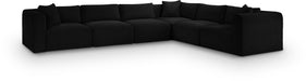 Meridian Furniture - Shaggy 140" Black Corduroy Performance Fabric Upholstered 6 pc. Sectional - 641Black-Sec6A - GreatFurnitureDeal