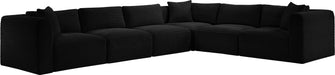 Meridian Furniture - Shaggy 140" Black Corduroy Performance Fabric Upholstered 6 pc. Sectional - 641Black-Sec6A - GreatFurnitureDeal