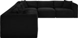 Meridian Furniture - Shaggy 140" Black Corduroy Performance Fabric Upholstered 6 pc. Sectional - 641Black-Sec6A - GreatFurnitureDeal