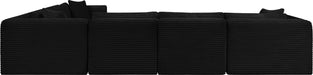 Meridian Furniture - Shaggy 140" Black Corduroy Performance Fabric Upholstered 6 pc. Sectional - 641Black-Sec6A - GreatFurnitureDeal