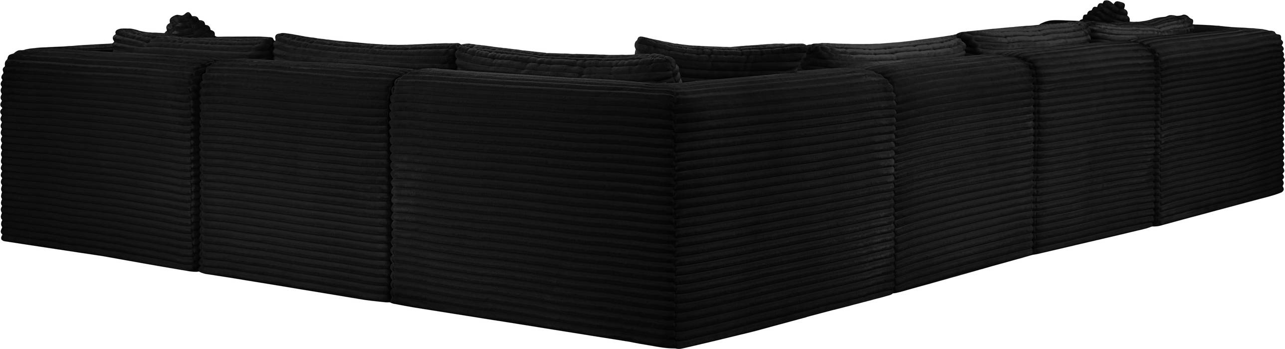 Meridian Furniture - Shaggy 140" Black Corduroy Performance Fabric Upholstered 6 pc. Sectional - 641Black-Sec6A - GreatFurnitureDeal