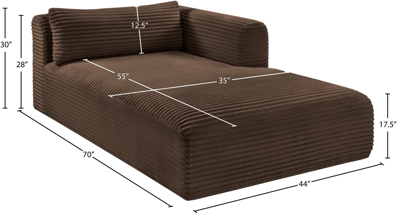 Meridian Furniture - Shaggy Brown Corduroy Performance Fabric Upholstered Chaise Lounge - 641Brown-Chaise - GreatFurnitureDeal