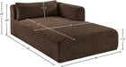 Meridian Furniture - Shaggy Brown Corduroy Performance Fabric Upholstered Chaise Lounge - 641Brown-Chaise - GreatFurnitureDeal
