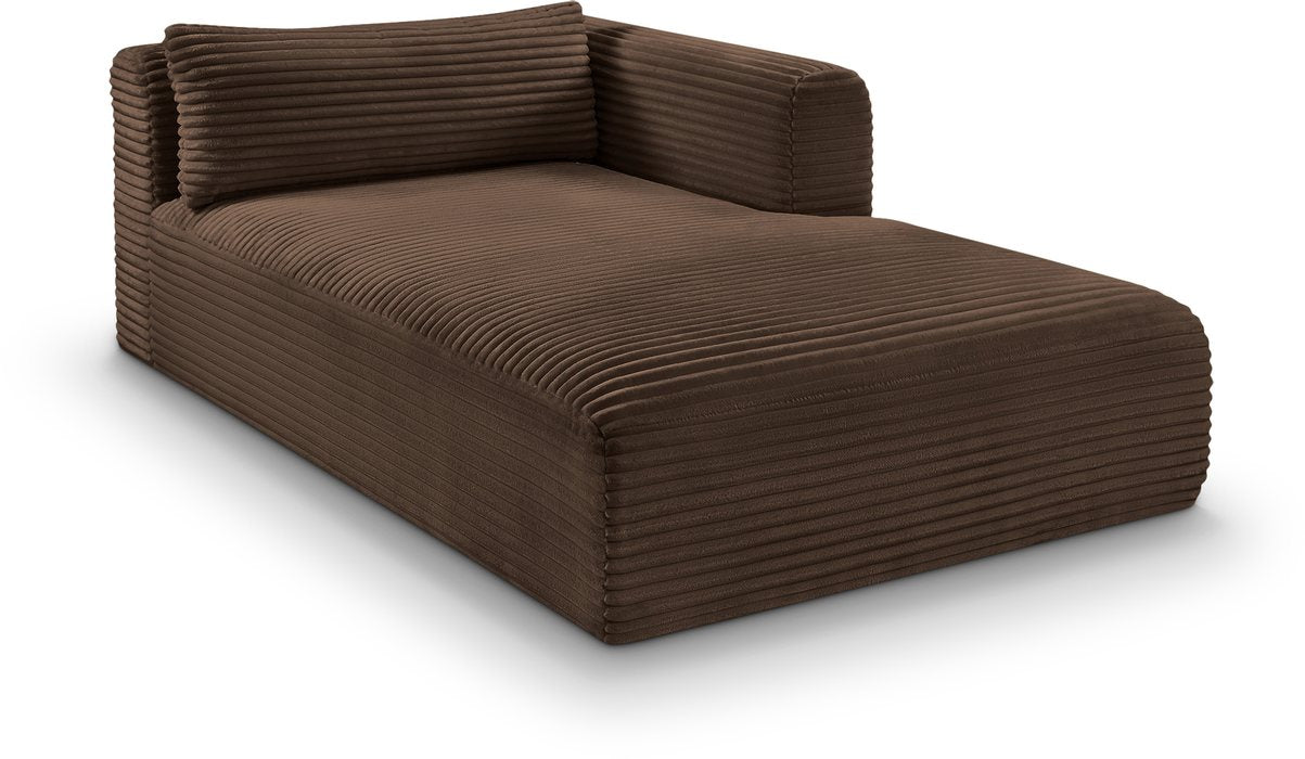 Meridian Furniture - Shaggy Brown Corduroy Performance Fabric Upholstered Chaise Lounge - 641Brown-Chaise - GreatFurnitureDeal
