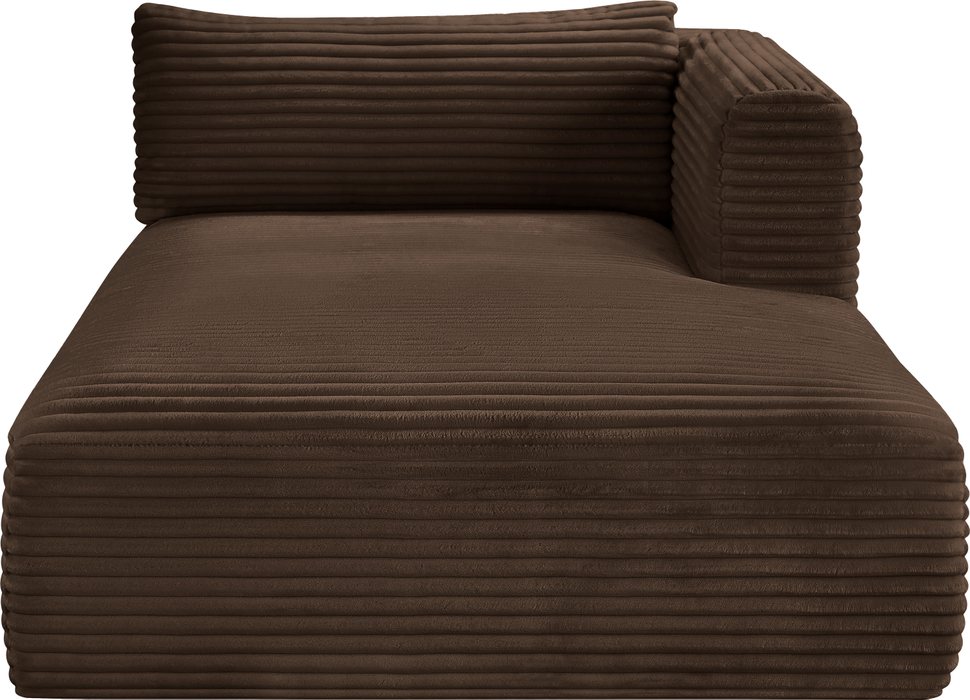 Meridian Furniture - Shaggy Brown Corduroy Performance Fabric Upholstered Chaise Lounge - 641Brown-Chaise - GreatFurnitureDeal