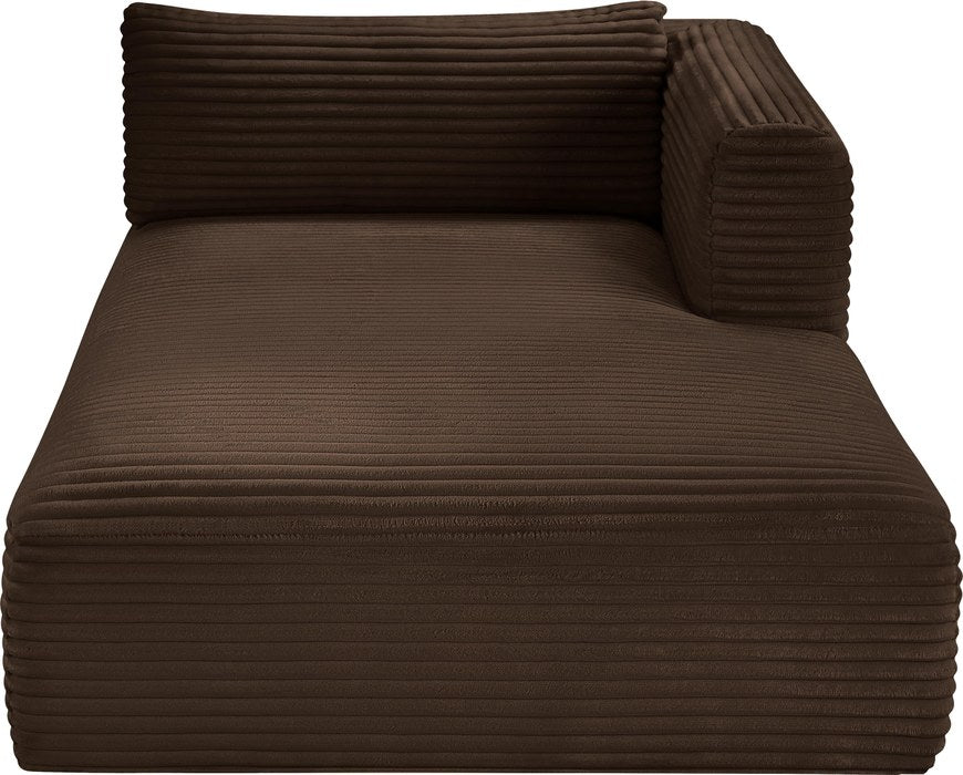 Meridian Furniture - Shaggy Brown Corduroy Performance Fabric Upholstered Chaise Lounge - 641Brown-Chaise - GreatFurnitureDeal