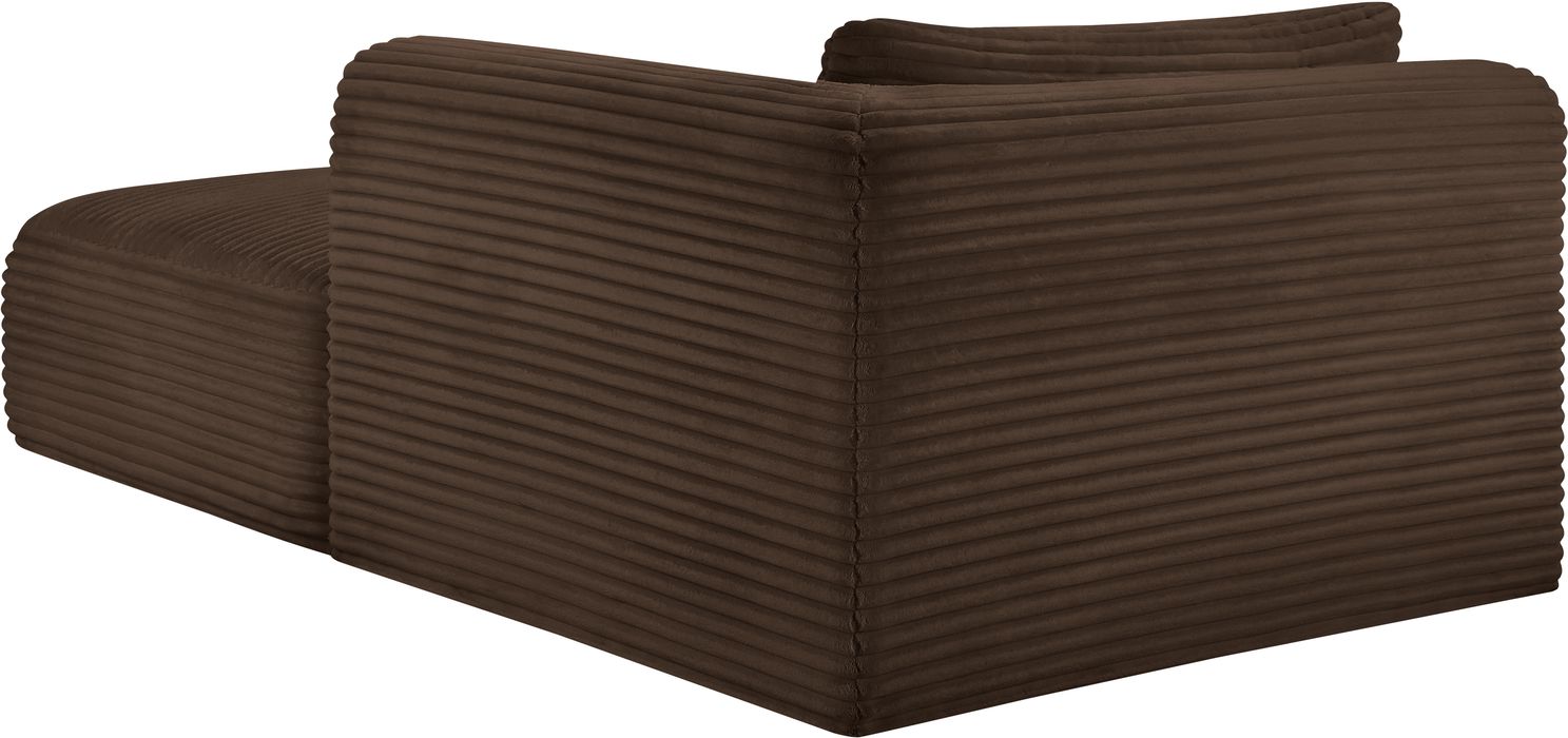 Meridian Furniture - Shaggy Brown Corduroy Performance Fabric Upholstered Chaise Lounge - 641Brown-Chaise - GreatFurnitureDeal