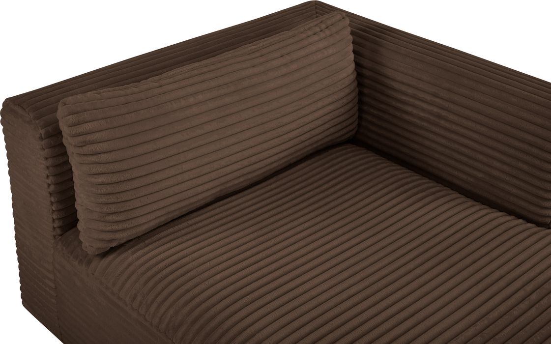 Meridian Furniture - Shaggy Brown Corduroy Performance Fabric Upholstered Chaise Lounge - 641Brown-Chaise - GreatFurnitureDeal