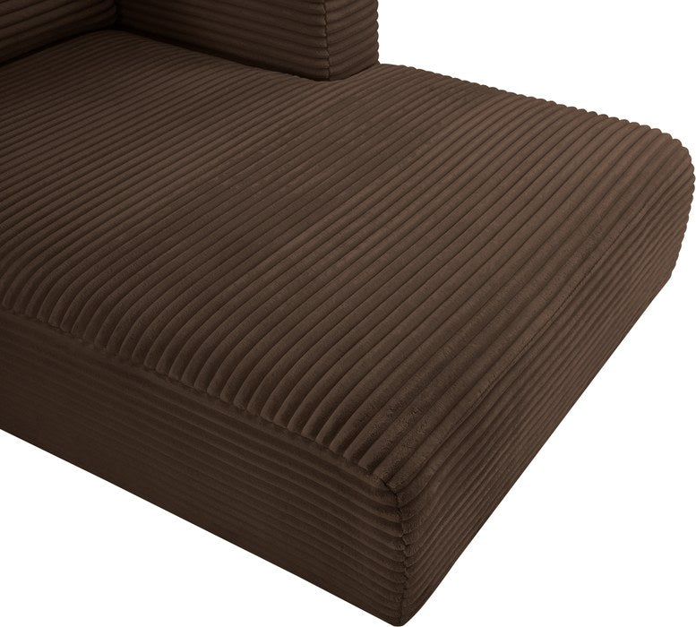 Meridian Furniture - Shaggy Brown Corduroy Performance Fabric Upholstered Chaise Lounge - 641Brown-Chaise - GreatFurnitureDeal