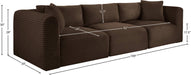 Meridian Furniture - Shaggy 109" Brown Corduroy Performance Fabric Upholstered 3 pc. Sofa - 641Brown-S109 - GreatFurnitureDeal