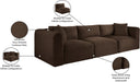 Meridian Furniture - Shaggy 109" Brown Corduroy Performance Fabric Upholstered 3 pc. Sofa - 641Brown-S109 - GreatFurnitureDeal