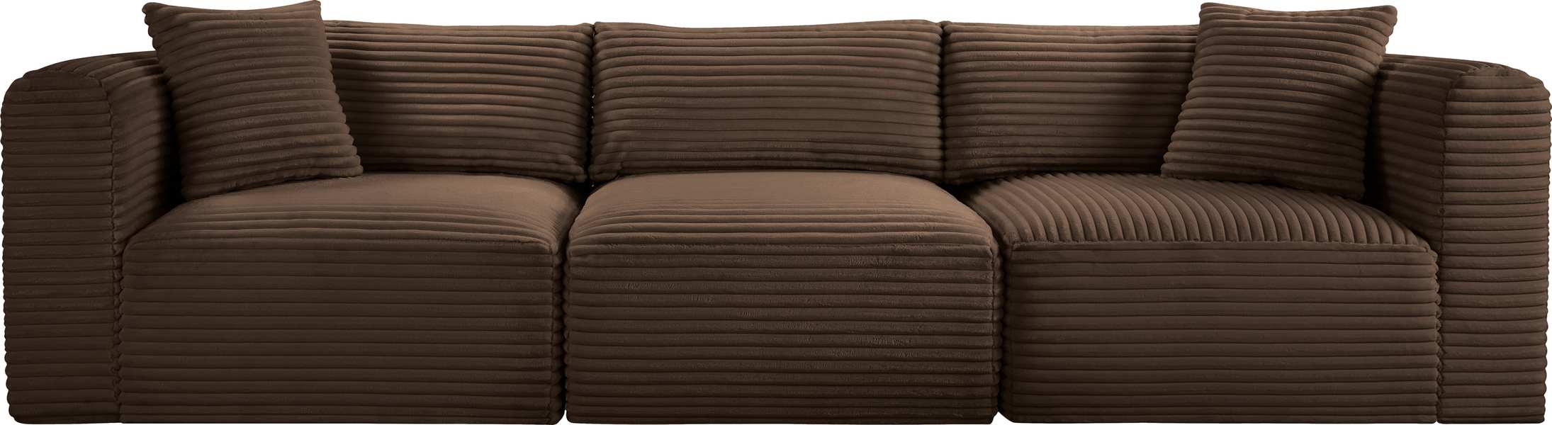 Meridian Furniture - Shaggy 109" Brown Corduroy Performance Fabric Upholstered 3 pc. Sofa - 641Brown-S109 - GreatFurnitureDeal