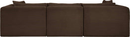 Meridian Furniture - Shaggy 109" Brown Corduroy Performance Fabric Upholstered 3 pc. Sofa - 641Brown-S109 - GreatFurnitureDeal