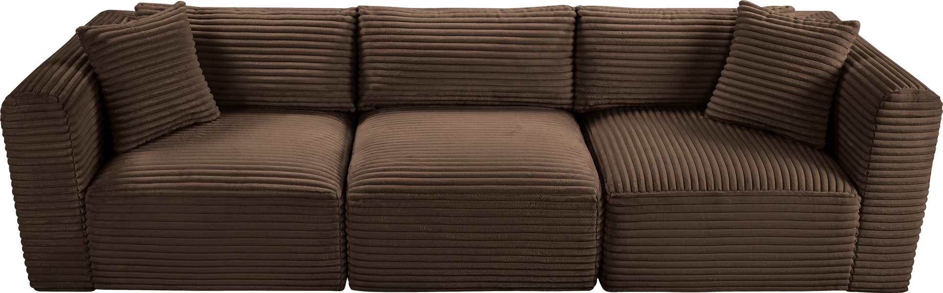 Meridian Furniture - Shaggy 109" Brown Corduroy Performance Fabric Upholstered 3 pc. Sofa - 641Brown-S109 - GreatFurnitureDeal