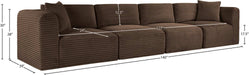 Meridian Furniture - Shaggy 140" Brown Corduroy Performance Fabric Upholstered 4 pc. Sofa - 641Brown-S140 - GreatFurnitureDeal