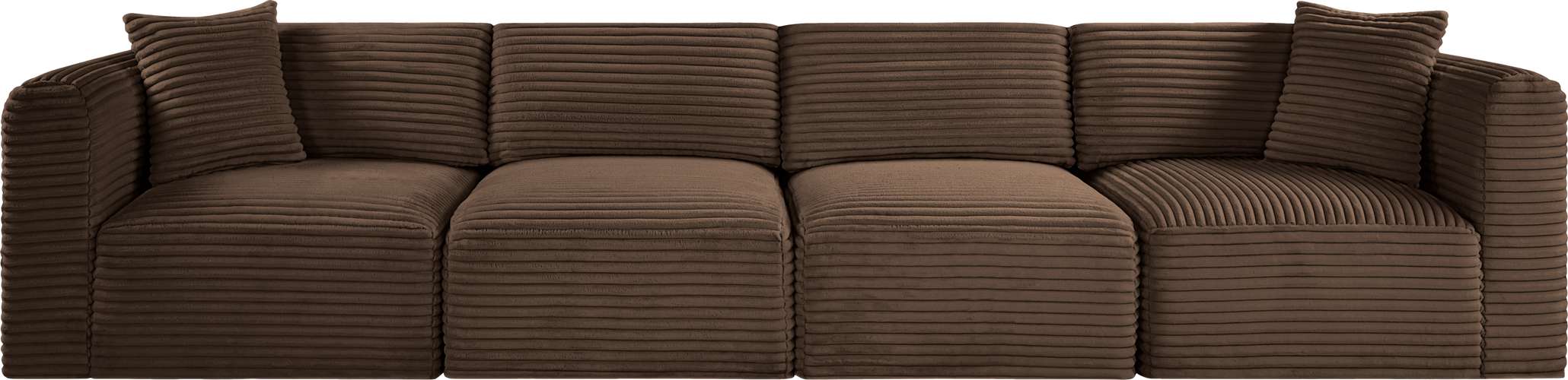 Meridian Furniture - Shaggy 140" Brown Corduroy Performance Fabric Upholstered 4 pc. Sofa - 641Brown-S140 - GreatFurnitureDeal