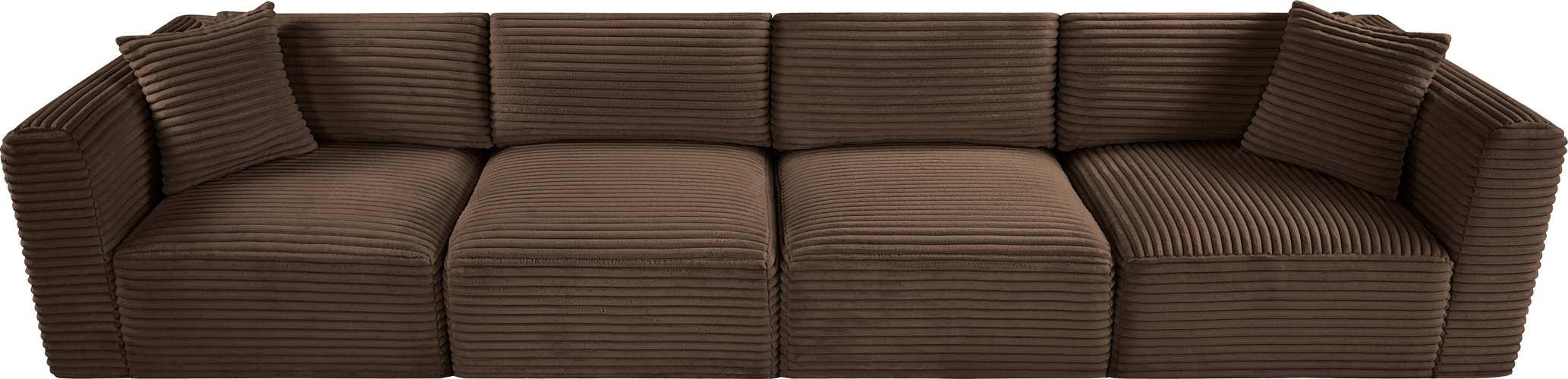 Meridian Furniture - Shaggy 140" Brown Corduroy Performance Fabric Upholstered 4 pc. Sofa - 641Brown-S140 - GreatFurnitureDeal