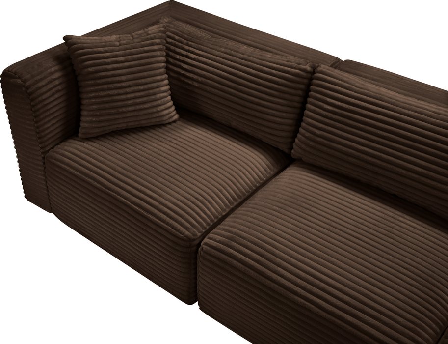 Meridian Furniture - Shaggy 140" Brown Corduroy Performance Fabric Upholstered 4 pc. Sofa - 641Brown-S140 - GreatFurnitureDeal
