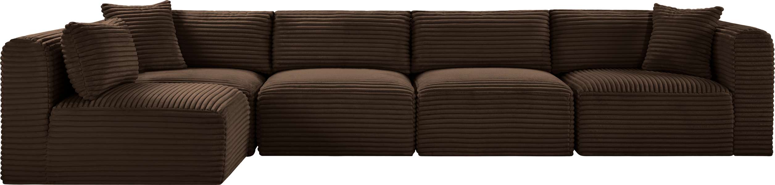 Meridian Furniture - Shaggy 140" Brown Corduroy Performance Fabric Upholstered 5 pc. Sectional - 641Brown-Sec5B - GreatFurnitureDeal