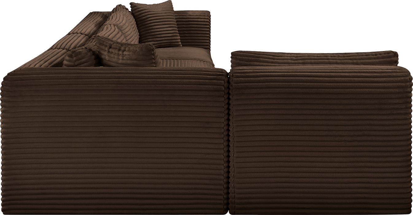 Meridian Furniture - Shaggy 140" Brown Corduroy Performance Fabric Upholstered 5 pc. Sectional - 641Brown-Sec5B - GreatFurnitureDeal