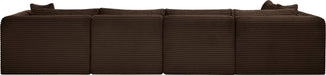 Meridian Furniture - Shaggy 140" Brown Corduroy Performance Fabric Upholstered 5 pc. Sectional - 641Brown-Sec5B - GreatFurnitureDeal