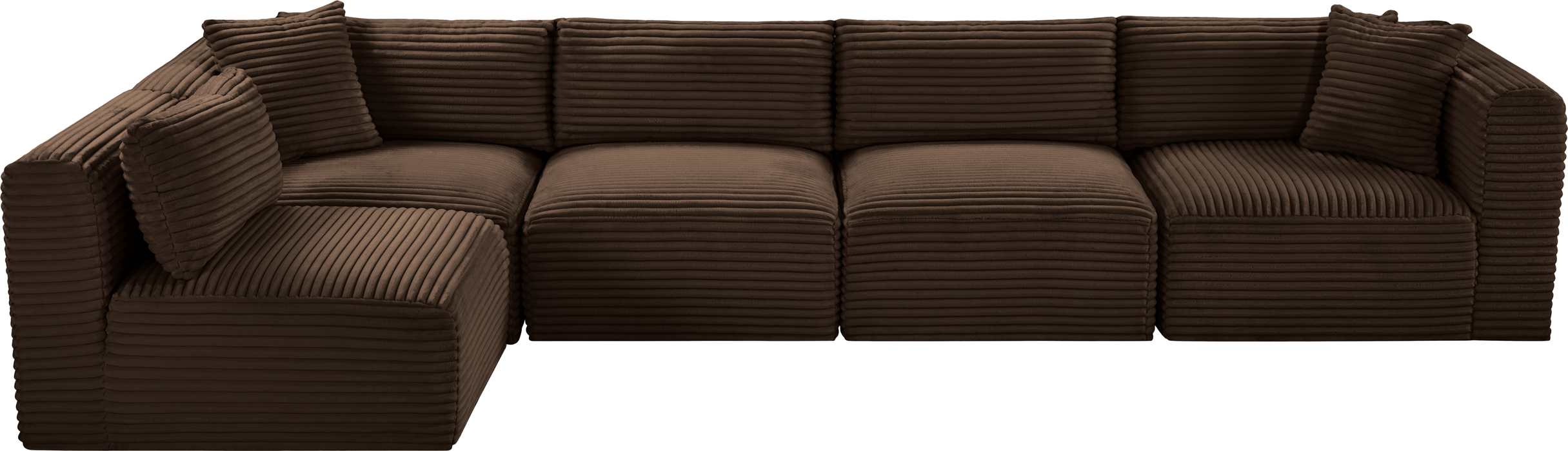 Meridian Furniture - Shaggy 140" Brown Corduroy Performance Fabric Upholstered 5 pc. Sectional - 641Brown-Sec5B - GreatFurnitureDeal