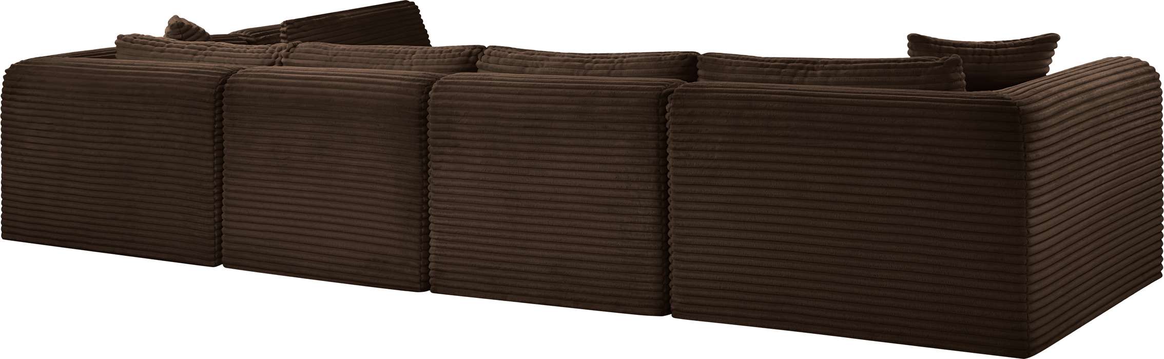 Meridian Furniture - Shaggy 140" Brown Corduroy Performance Fabric Upholstered 5 pc. Sectional - 641Brown-Sec5B - GreatFurnitureDeal