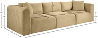 Meridian Furniture - Shaggy 109" Camel Corduroy Performance Fabric Upholstered 3 pc. Sofa - 641Camel-S109 - GreatFurnitureDeal