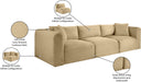 Meridian Furniture - Shaggy 109" Camel Corduroy Performance Fabric Upholstered 3 pc. Sofa - 641Camel-S109 - GreatFurnitureDeal