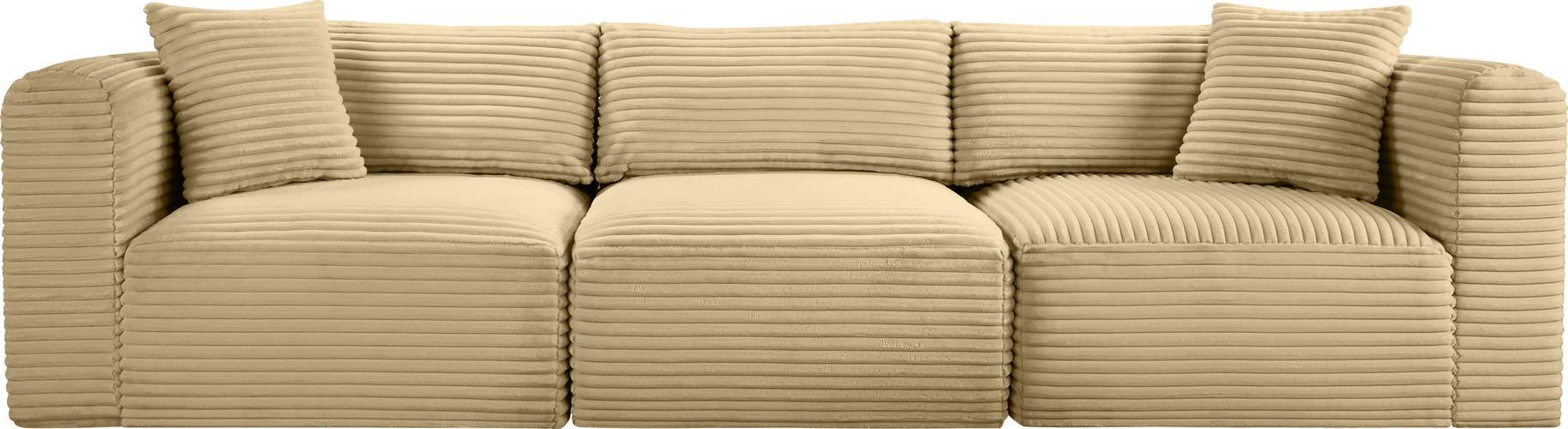 Meridian Furniture - Shaggy 109" Camel Corduroy Performance Fabric Upholstered 3 pc. Sofa - 641Camel-S109 - GreatFurnitureDeal