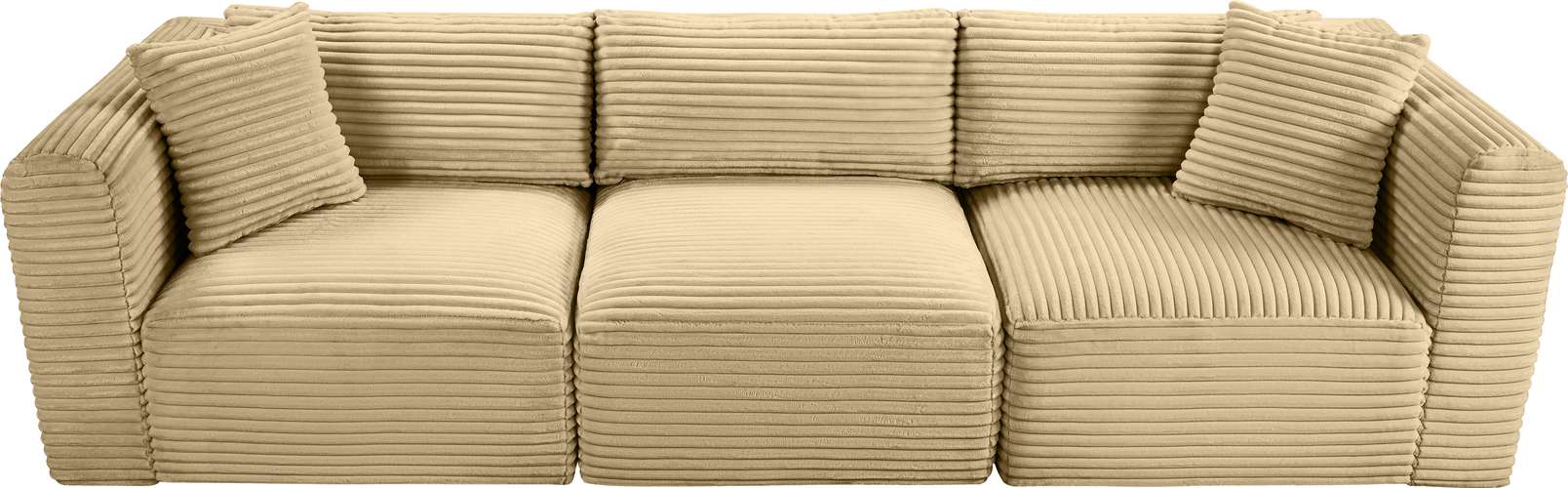 Meridian Furniture - Shaggy 109" Camel Corduroy Performance Fabric Upholstered 3 pc. Sofa - 641Camel-S109 - GreatFurnitureDeal