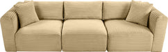 Meridian Furniture - Shaggy 109" Camel Corduroy Performance Fabric Upholstered 3 pc. Sofa - 641Camel-S109 - GreatFurnitureDeal