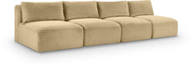 Meridian Furniture - Shaggy 124" Camel Corduroy Performance Fabric Upholstered 4 pc. Armless Sofa - 641Camel-S124 - GreatFurnitureDeal