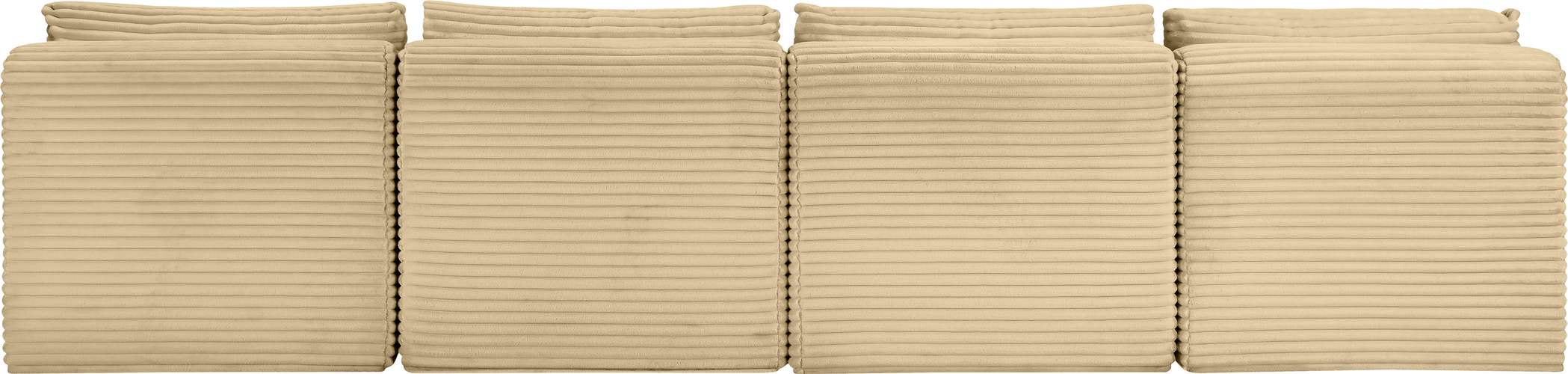 Meridian Furniture - Shaggy 124" Camel Corduroy Performance Fabric Upholstered 4 pc. Armless Sofa - 641Camel-S124 - GreatFurnitureDeal