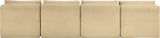 Meridian Furniture - Shaggy 124" Camel Corduroy Performance Fabric Upholstered 4 pc. Armless Sofa - 641Camel-S124 - GreatFurnitureDeal