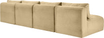Meridian Furniture - Shaggy 124" Camel Corduroy Performance Fabric Upholstered 4 pc. Armless Sofa - 641Camel-S124 - GreatFurnitureDeal